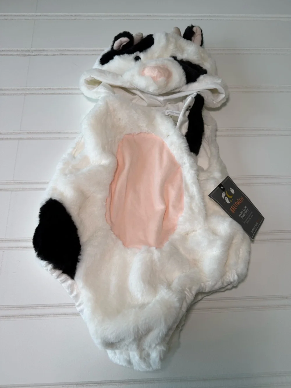 Pottery Barn Kids Baby Cow Halloween Costume 12-24 Months White Black NEW 1924 - Picture 2 of 5